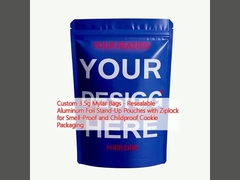 Özel 3.5g Mylar Torbaları - Kokusuz ve çocuk geçirmez kurabiye ambalajı için ziplock ile yeniden kilitlenebilir alüminyum folyo stand-up poşetleri