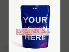 Sıcaklık Kapalı Küçük Mylar Torbaları - Güvenli ambalajlama için 3.5g, 7g, 14g, 28g boyutlarında yiyebilir ayakta duran torbalar
