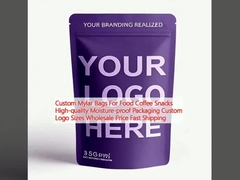 Gıda için özel Mylar Çantaları Kahve Atıştırmalıkları Yüksek kaliteli Nem geçirmez ambalaj Özel Logo Boyutları Toptan Fiyat Hızlı Nakliye