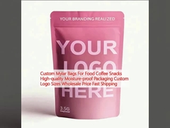 Gıda için özel Mylar Çantaları Kahve Atıştırmalıkları Yüksek kaliteli Nem geçirmez ambalaj Özel Logo Boyutları Toptan Fiyat Hızlı Nakliye