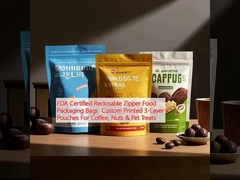 FDA Sertifikalı Yeniden Kapanabilir Fermuarlı Gıda Paketleme Çantaları Kahve, Fındık ve Evcil Hayvanlar için Özel Basılmış 3 Katmanlı Cüzdanlar