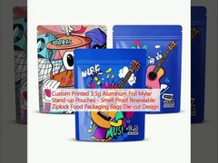 Özel Baskılı 3.5g Alüminyum Folyo Mylar Stand-up Cüzdanlar - Kokusuz Yeniden Kapanabilir Ziplock Gıda Paketleme Torbaları Dye-cut Tasarımı