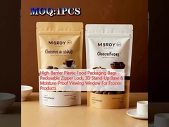 Yüksek Engelleme Plastik Gıda Ambalaj Torbaları - Dondurulmuş Ürünler İçin Yeniden Kapatılabilir Fermuar Kilit, 3B Ayak Üstü ve Nem İzleyici Pencere