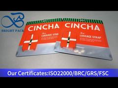 orange plastic stand up bag with clear window for luggage strap