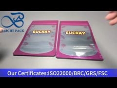 pembe alüminyum folyo açık pencereli fermuarlı çanta