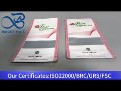 Şeffaf pencereli beyaz dik duran fermuarlı çanta, gıda sınıfı