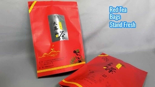 siyah çay için kırmızı kendi kendine ayakta kilitli poşet