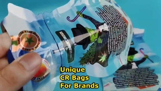 Esrar Markalama İhtiyaçları için Düzensiz Şekilli Çift Taraflı Baskı Çocuklara Dayanıklı Çantalar