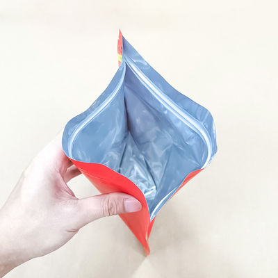 Alüminyum metalli yemek ve atıştırmalıklar için çantalar geri dönüştürülebilir fermuarlı güvenlik gıda depolama