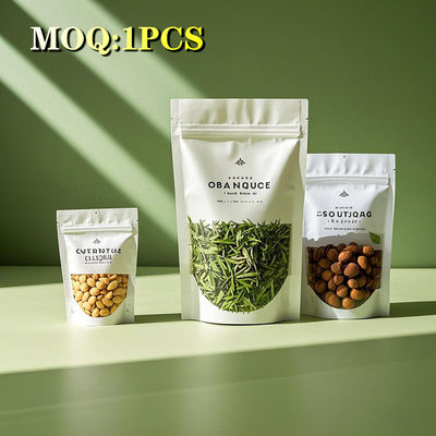 Özel Baskı Ekolojik Biyodegradable Nem Kanıtlı Poşet Kraft Kağıt Kağıt Tekrardan Kullanılabilir Çay Kahve Fermuarlı Çantalar