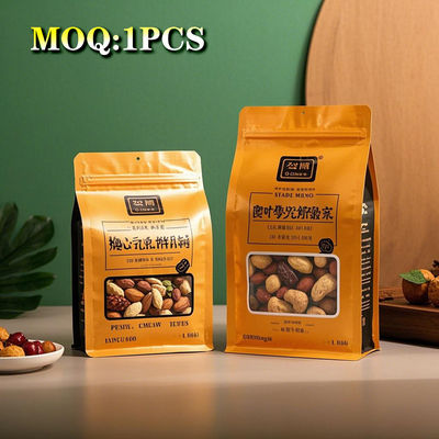 Özel 2.5kg Sekiz taraflı mühürlü fındık yiyecek ambalajı fermuar poşeti alüminyum kaplama düz alt fermuar torbası Atıştırmalık yiyecek ambalajı için