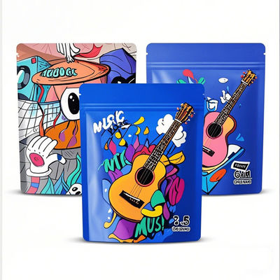 Özel Baskılı 3.5g Alüminyum Folyo Mylar Stand Up Pockets Kokusuz Yeniden Kapanabilir Ziplock Gıda Paketleme Torbaları Die Cut Tasarımı