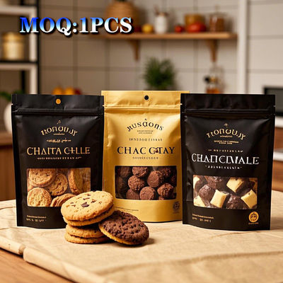 Ekoloji dostu Özel Dijital Baskı Stand-Up Mylar Cüzdanları Yeniden Kilitlenebilir Fermuar ve Baharatlar ve Tohumlar için Görünüm Penceresi