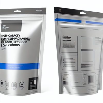 Yüksek Kapasitelı Kompozit Yatak Paketleri Yiyecek Evcil hayvanlar için Yiyecek ve Gündelik Mallar Özel Boyutlu Baskı ve Fermuar Çıkartma Valfı