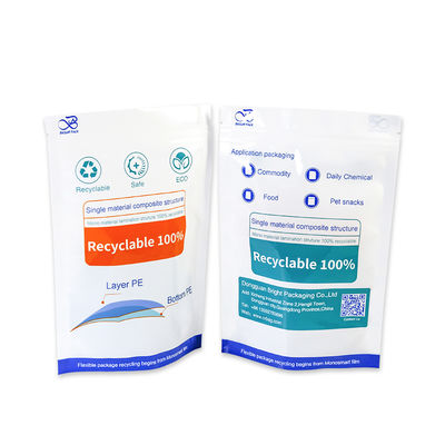 Çevre Dostu Geri Dönüşüm Torbaları Dayanıklı Plastik Geri Dönüştürülebilir Ayakta Durabilen Poşetler Pe/pe Torba
