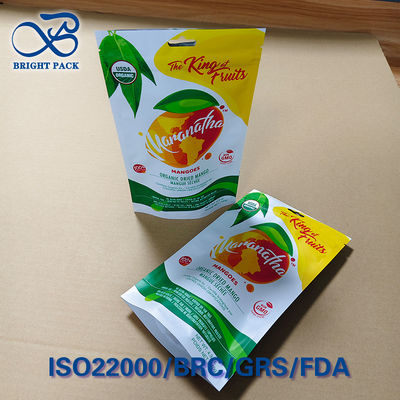 Asılı delikli mango dilimleri ambalajı - 3 taraflı mühür, nem bariyeri ve açık pencere