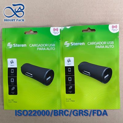 Özel basılı USB veri kablosu ambalaj çantası, 3 taraflı mühürlenmiş fermuar torbası