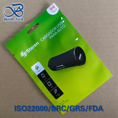 Yüksek engelli PET/PE çift USB araba şarj cihazı ambalajı CE/RoHS sertifikalı