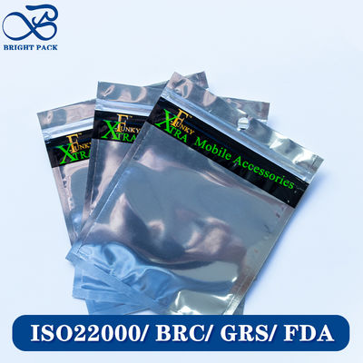 Elektronik Ürünleri Ambalajı İçin Hafif Özelleştirilmiş Baskılı Alüminyum Folyo Torbalar, Yeniden Kapatılabilir Fermuarlı.