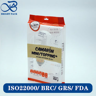 Özel Baskılı Dondurulmuş Deniz Ürünleri Ambalaj Poşeti Körük Poşet Şeffaf Pencereli ve Neme Dayanıklı Kompozit Malzemeler.