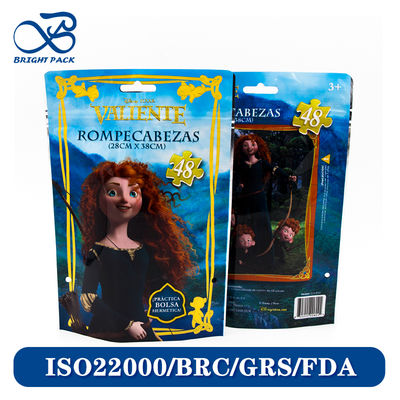 Oyuncak Paketleme için Özelleştirilmiş Çizgi Film Desenli Ayakta Duran Fermuarlı Torbalar, Biyolojik Olarak Bozunur Mylar ve Toksik Olmayan Malzemelerle.