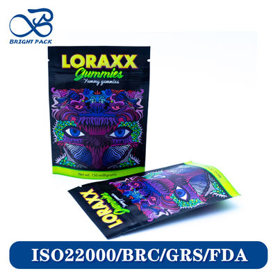 Özelleştirilebilir Yüksek Renkli Marka Deseniyle Sakız Ambalajları İçin Canlı Baskılı Dik Durabilen Poşetler.