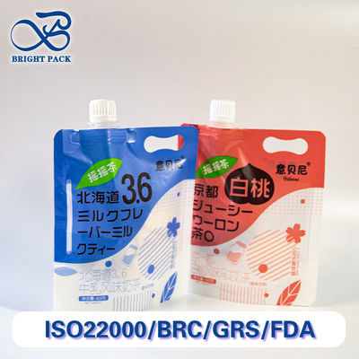 İçecek Ambalajları İçin Kulplu Gıda Sınıfı Musluklu Poşetler Geri Dönüştürülebilir ve Sızdırmaz Özelliğe Sahiptir.