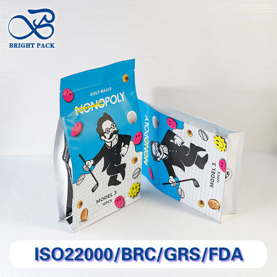 Tekrar kullanılabilir sekiz taraflı spor malzemeleri için mühürleme torbaları geri dönüştürülebilir malzemelerle ambalajlama Toplu siparişler indirimler.