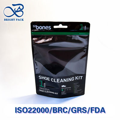 Ayakkabı Temizleme Kitleri Ambalajı İçin Şeffaf Pencereli Premium Dik Durabilen Torbalar, Özel Parlak Yüzey ve Uygun Maliyetli.