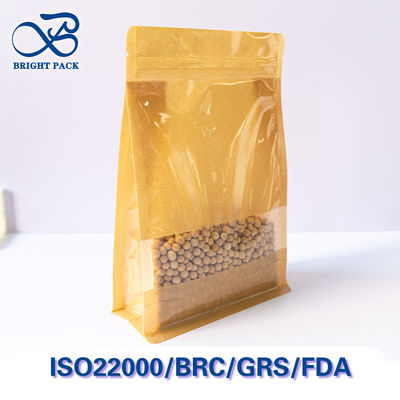 Gıda ambalajı için görünen pencere ile dayanıklı kraft kağıt torbaları yağ geçirmez özelleştirilebilir.