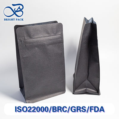 Gıda Güvenliği Notu Boş Siyah Kraft Kağıt Torbalar Düz Baskısız Özel Markalaşma Toptan.