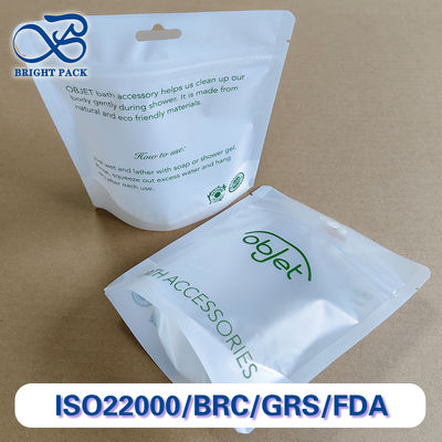 Banyo Aksesuarları Ambalajı İçin Su Geçirmez ve Sızdırmaz Fermuar Kapatmalı Premium Yarı Saydam Dik Durabilen Torbalar.