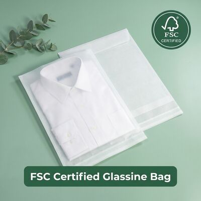 Glassine Çanta 40gsm Plastik Sertifikalı Geri Dönüştürülebilir Çevre Dostu Giyim Ambalajı Yarı Saydam Giyim Kese Lüks Birleşik Krallık