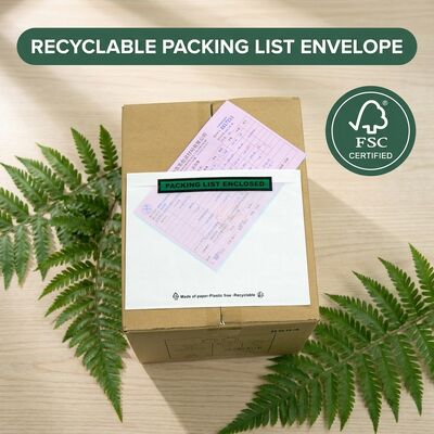 Glassine Eco Biyo-degradasyonlu Nakliye Belgesi Cüzdanı. Plastiksiz FSC Sertifikalı Geri Dönüştürülebilir Özel Toplu Zarf.
