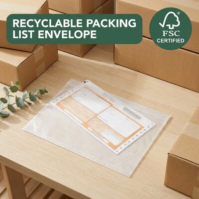 Plastiksiz Biyo-degradasyonlu Geri Dönüştürülebilir Gönderme Zarf Kağıt Paket Listesi Çanta Kendine yapışkan Nakliye Etiketi Belge Cüzdanı