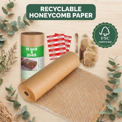 Geri dönüştürülmüş kraft yastık kağıdı roll kraft kağıdı bal kovanı sarma koruyucu ambalaj kağıdı