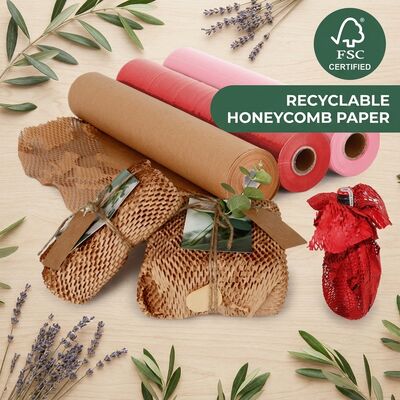 Küçük Çevrimiçi İşletmeler için Sürdürülebilir Kağıt Ambalajı Biyodegradable Honeycomb Cushion Wrap Roll